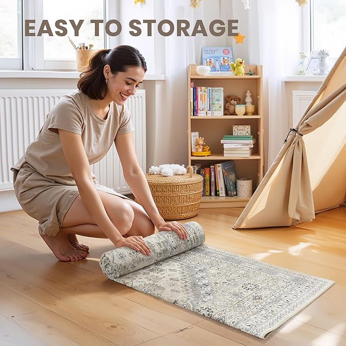 zesthome Washable Runner Rug 2.5x14 - Stain Resistant Entryway Rug,Ultra-Thin Kitchen Rugs, Anti Slip Backing Runner Rugs for Entrance Laundry Room Indoor Hallway (Beige,2.5'x14')