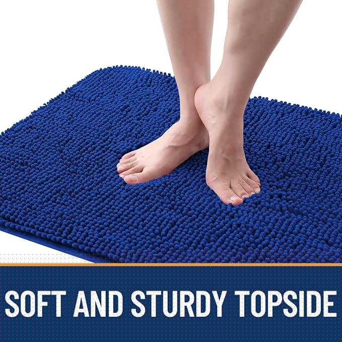 OLANLY Dog Door Mat for Muddy Paws 54x32, Absorbs Moisture and Dirt, Absorbent Non-Slip Washable Doormat, Quick Dry Chenille Mud Mat for Dogs, Entry Indoor Entryway Carpet for Inside Floor, Royal Blue