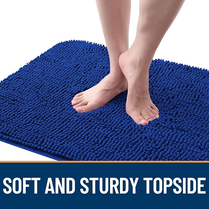OLANLY Dog Door Mat for Muddy Paws 50x30, Absorbs Moisture and Dirt, Absorbent Non-Slip Washable Doormat, Quick Dry Chenille Mud Mat, Entry Indoor Entryway Carpet for Inside Floor, Royal Blue
