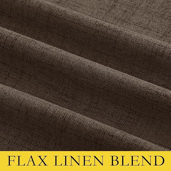 NICETOWN Coffee Vintage Linen 100% Blackout Curtains for Living Room, Thermal Insulated Curtains 84“ Long, Noise Reducing Window Treatment Drapes for Hall Room, 52" Wide Per Panel, Set of 2