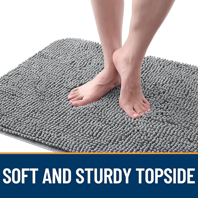 OLANLY Dog Door Mat for Muddy Paws 40x32, Absorbs Moisture and Dirt, Absorbent Non-Slip Washable Doormat, Quick Dry Chenille Mud Mat for Dogs, Entry Indoor Entryway Carpet for Inside Floor, Grey