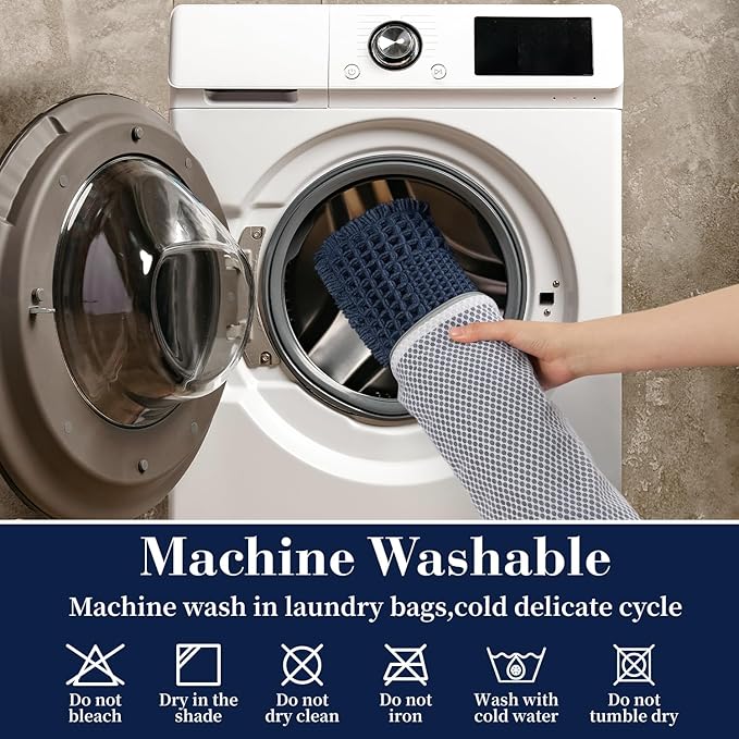 RESARE Waffle Bathroom Runner Rugs, Super Absorbent Bath Mat Non Slip Washable Quick Dry, Upgraded Ultra Soft Boho Bath Rugs with Tassels for Hallway Bedroom Laundry Room, 2'x5'(24"x60"), Navy