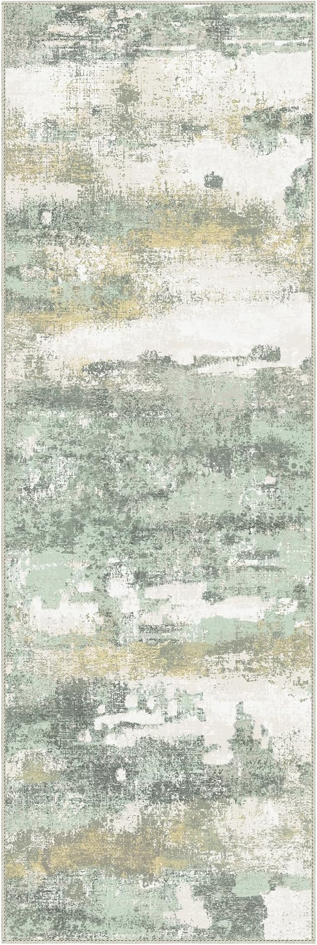 BEIMO Runner Rug for Hallway Kitchen, 3x8 Machine Washable Runners Rug for Entryway, Soft Modern Abstract Throw Rugs, Low Pile Floor Cover with Non Slip Backing, Light Green
