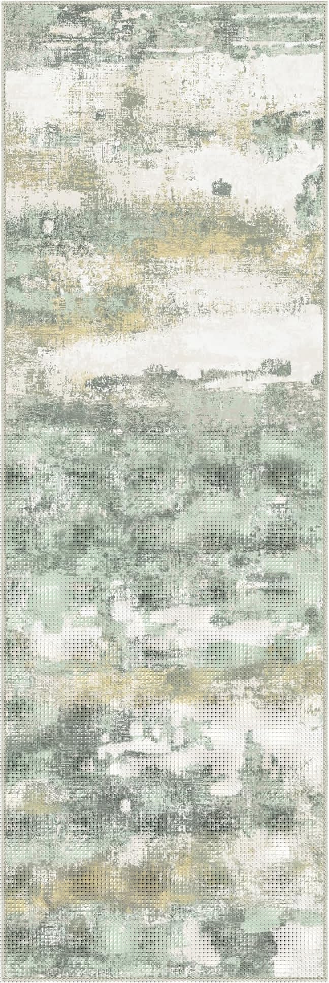 Runner Rug for Hallway Kitchen, 2x10 Machine Washable Runners Rug for Entryway, Light Green Soft Modern Abstract Throw Rugs, Low Pile Floor Carpet with Non Slip Backing