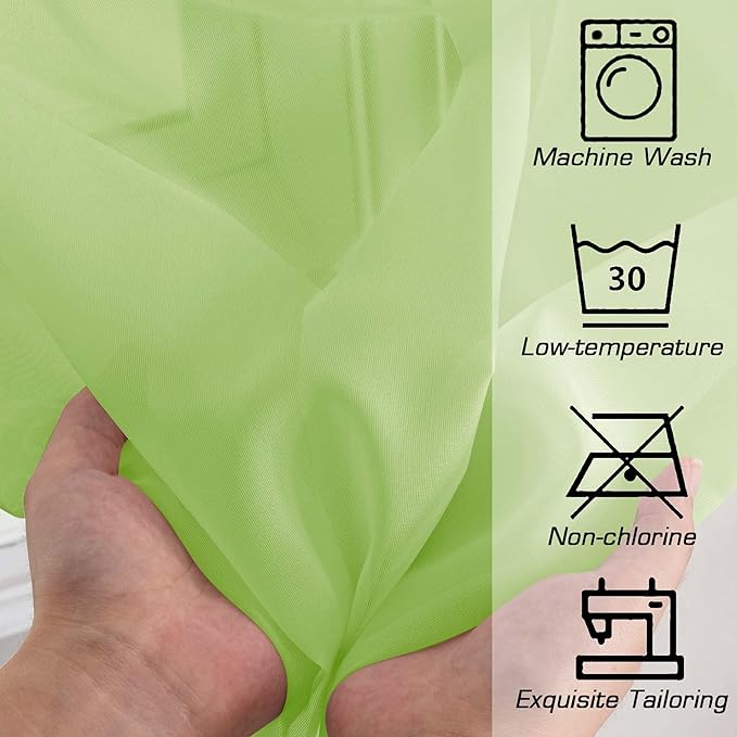 OWENIE Lime Kitchen Sheer Curtains for Bedroom Living Room 45 Inch Length, Bedroom, Soft Solid Light Filtering Voile Short Sheer Curtain for Small Window, 42" W x 45" L, Lime