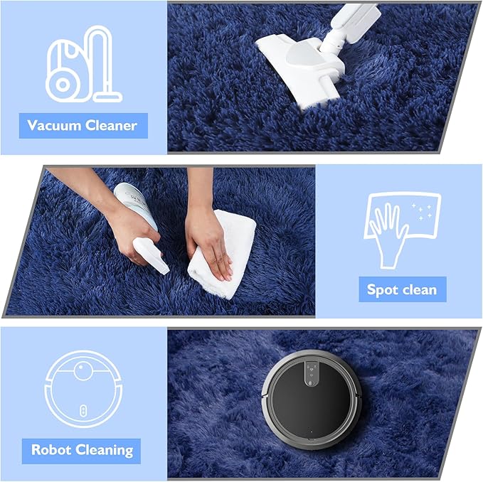 8x10 Fluffy Area Rugs for Living Room,Shag Area Rug for Bedroom,Blue Soft Fuzzy Rug Non-Shedding Indoor Plush Carpet for Kids Bedroom Nursery Home Decor