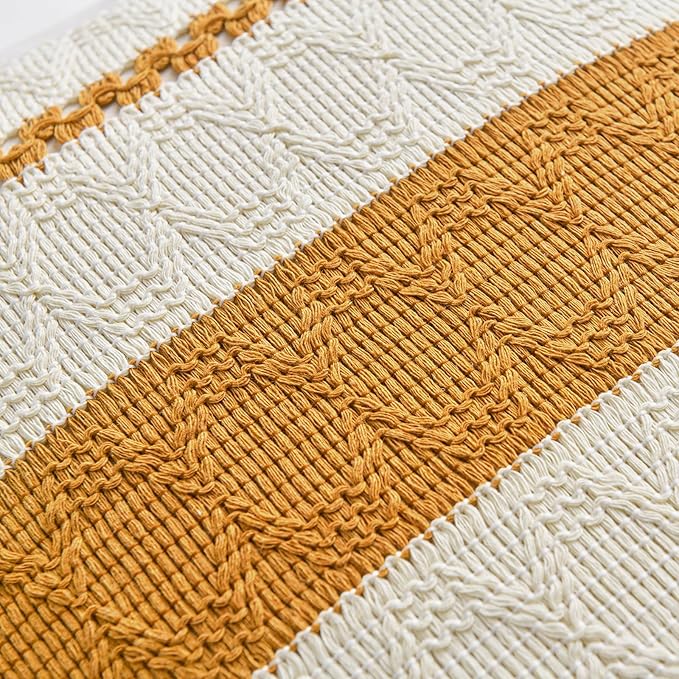 Fancy Homi Set of 1 Mustard Yellow Fall Decorative Throw Pillow Cover 20x20 Inch for Couch Bed Sofa, Autumn Halloween Thanksgiving Home Decor, Soft Cotton Aesthetic Cushion Case