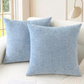 CaliTime Throw Pillow Covers Decorative 22 X 22 Inches Pack of 2 Cozy Chenille Cushion Cases for Couch Sofa Bed Living Room Home Baby Blue