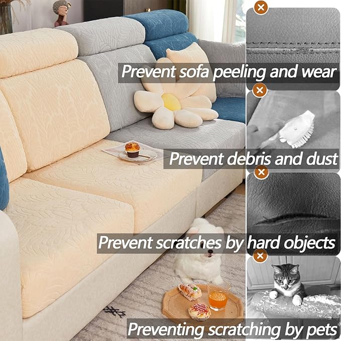 Soothing Home Sofa Covers, Sofa Hero Covers, Wear-Resistant Universal Couch Covers Washable Stretch Sectional Couch Cushion Covers (Light Grey,Headrest Cover)
