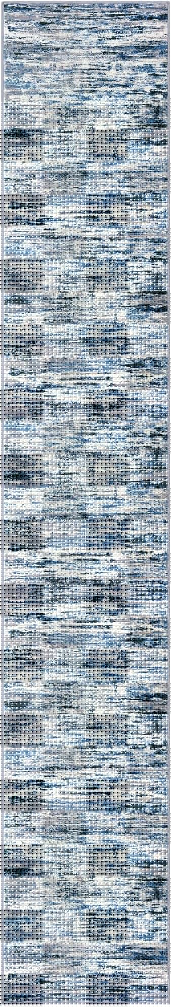 Lansny Modern Abstract Runner Rug 2.6x16, Grey Blue White Washable Long Kitchen Runner Non-Slip Soft Hallway Rug Runner Thin Print Faux Wool Carpet for Entryway Bedroom Laundry Room Indoor Home Decor