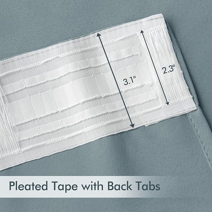MIULEE Slate Blue Back Tab Blackout Curtains 63 Inch Length 2 Panels Set for Living Room Bedroom Privacy, Rod Pocket/Pinch Pleat Thermal Insulated Room Darkening Pleated Light Blocking Drapes