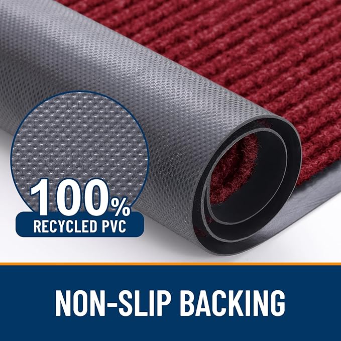 OLANLY Front Door Mat Indoor Outdoor Entrance, Waterproof Heavy Duty Doormat, Fade Resistant, Low Profile, Easy Clean Patio Porch Welcome Floor Mats for Entry, 47x30, Wine Red