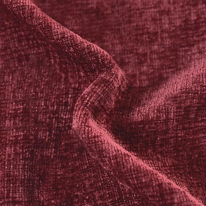 CaliTime Christmas Throw Pillow Covers Decorative 26 X 26 Inches Pack of 2 Cozy Chenille Cushion Cases for Couch Sofa Bed Living Room Home Burgundy