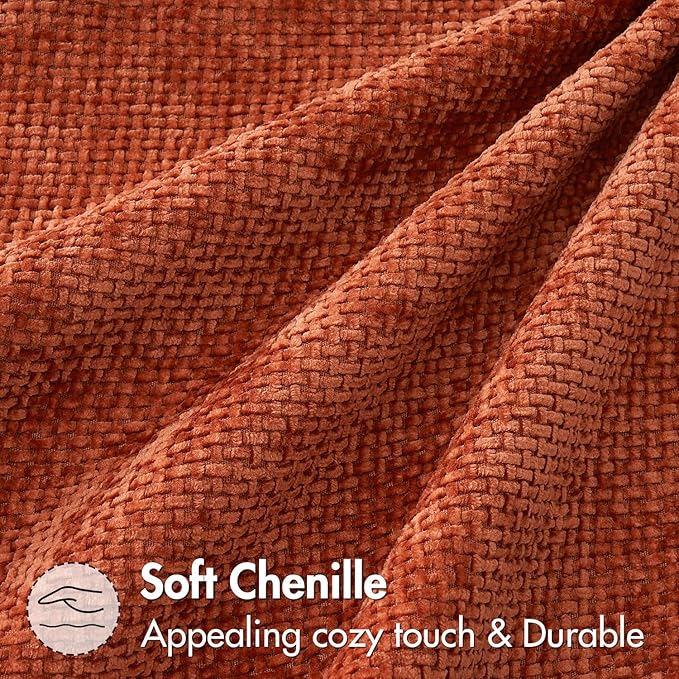MIULEE Pack of 2 Fall Burnt Orange Decorative Pillow Covers 16x16 Inch Soft Chenille Couch Throw Pillows Farmhouse Cushion Covers for Home Decor Sofa Bedroom Living Room