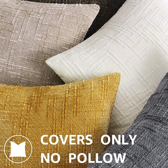 decorUhome Dark Brown Chenille Euro Sham Throw Pillow Covers 26x26 Set of 2 Textured Soft Cozy Slubby Couch Pillow Covers Modern Farmhouse Boho Decorative Pillow Cases for Bed Sofa Living Room