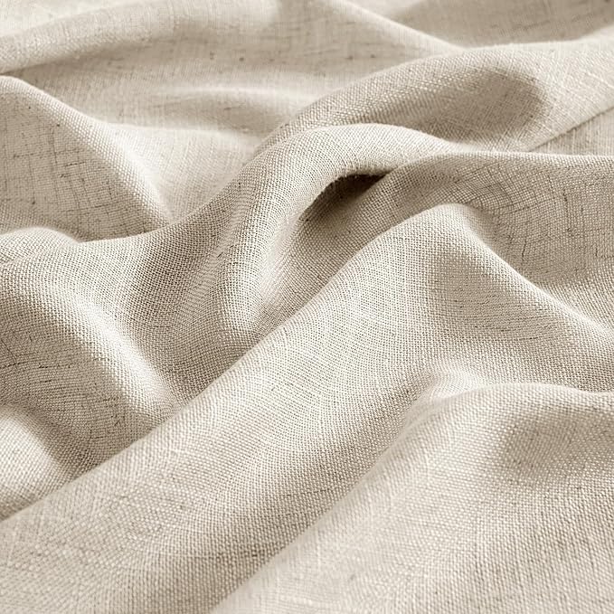 MIULEE Beige Linen Curtains 108 Inches Long 2 Panels for Bedroom Living Room, Soft Linen Textured Window Drapes Semi Sheer Light Filtering Back Tab Rod Pocket Farmhouse Modern Burlap Look Decor