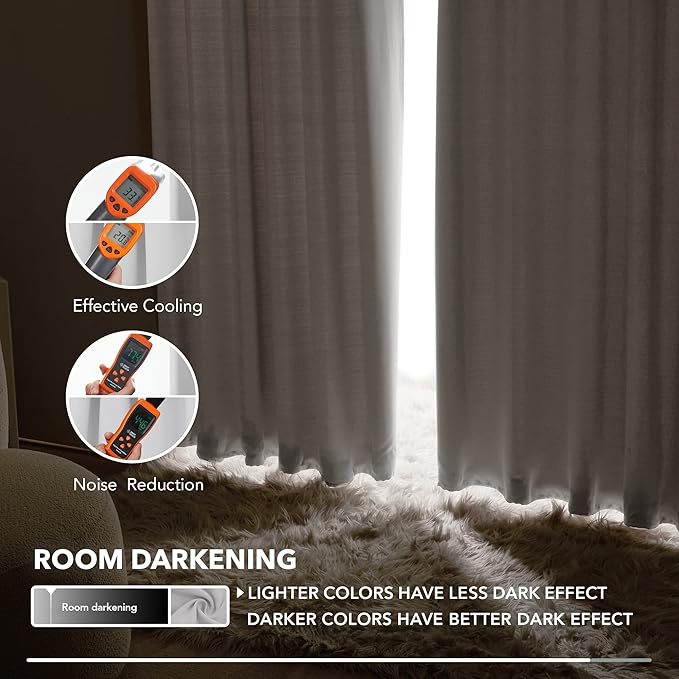 Deconovo Blackout Curtains, Thermal Insulated, W52 x L54 2 Panels, Back Tab, Machine Washable, Room-Darkening Drapes for Bedroom/Living Room Star White