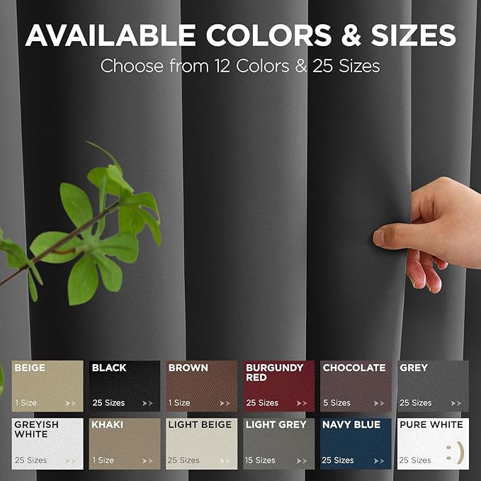 Joydeco Blackout Patio Sliding Door Curtains 108 Inches Long, Grommet Privacy Room Divider Curtains, Extra Wide Thermal Blackout Drapes for Bedroom Living Room (Grey, 80Wx108L, 1 Panel)