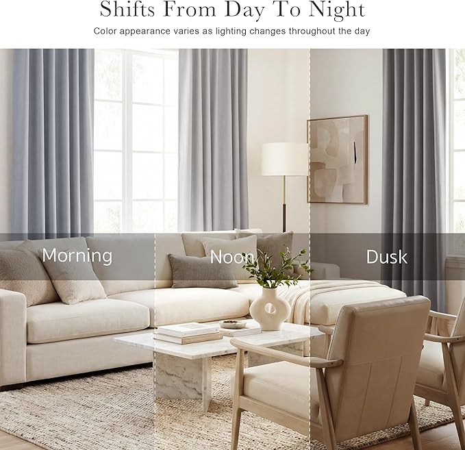 Pony Dance Blackout Curtains Thermal Insulated Window Treatment Panels Room Darkening Shade Drapes for Living Room Back Tab/Rod Pocket Bedroom Draperies, 34 x 84 Inch, Silver Grey, 2 Panels