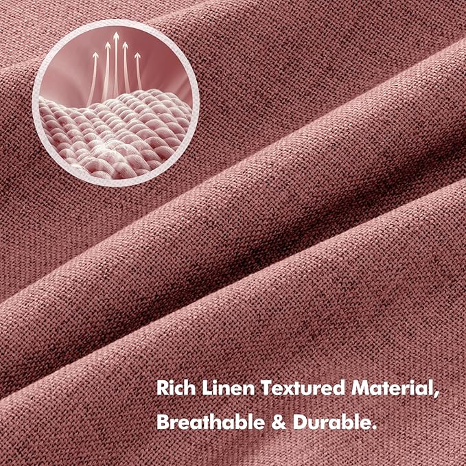 MIULEE 100% Blackout Linen Curtains for Bedroom, Dusty Rose Solid Luxury Decor Thermal Insulation Room Darkening Drapes for Living Room Nursery Back Tab Rod Pocket 42 x 72 Inches, 2 Panels