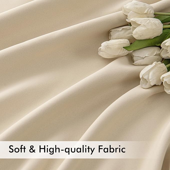 MIULEE Cream Beige Back Tab Light Blocking Curtains 80 Inch Length 2 Panels Set for Living Room Bedroom Privacy, Rod Pocket/Pinch Pleat Thermal Insulated Room Darkening Pleated Blackout Drapes