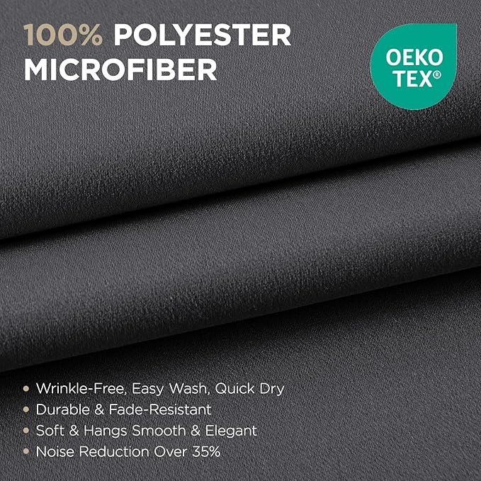 Joydeco Blackout Curtains 108 Inches Long 1 Panel, Thermal Insulated Long Curtains& Drapes 1 Piece, Room Darkening Grommet Drapes for Living Room Bedroom Window (W70 x L108 Inch, Dark Grey)