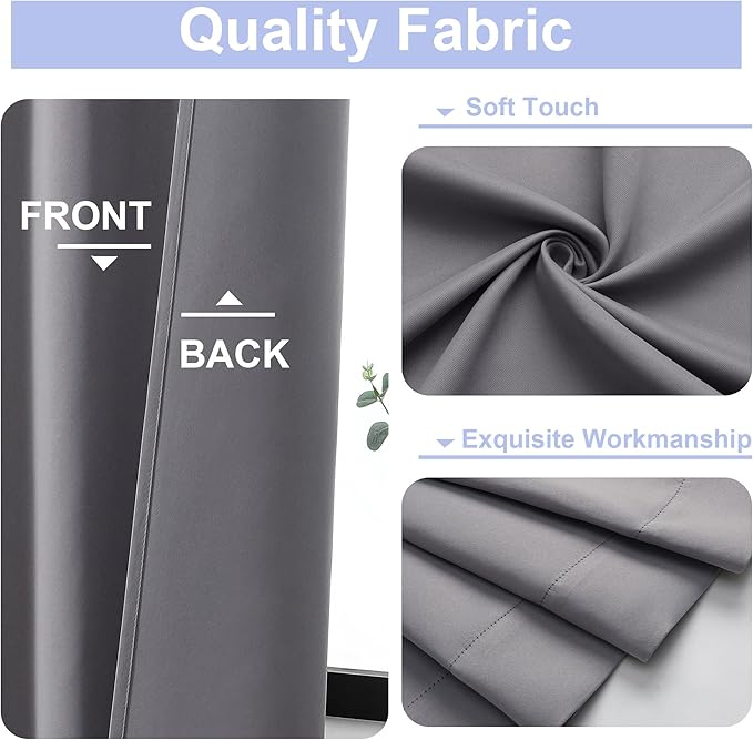 Simplebrand Ava Light Grey Blackout Curtains for Bedroom 96 Inches Long 2 Panels, Thermal Insulated, Energy Saving Living Room Window Treatment Curtains Blackout Drapes, W40 x L96 Inch, Light Grey