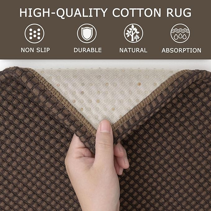 KOZYFLY Runners for Hallways 2.6x8 ft Washable Kitchen Runner Non Slip Rubber Backed Hall Runners Cotton Entryway Runner Rugs Floor Carpet for Indoor Backdoor Bedroom Kitchen, Reddish Brown/Coffee
