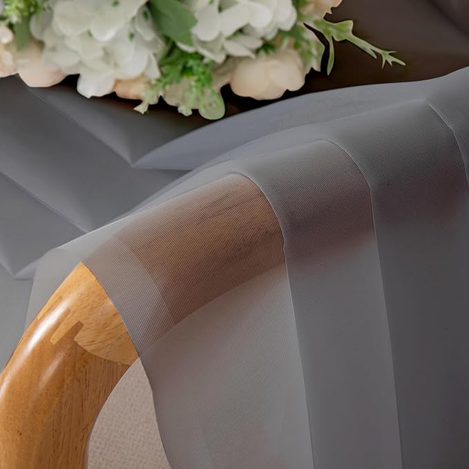 Aiyufneg Small Sheer Tier Curtains Half Kitchen Curtain Sheers, Light Filtering Farmhouse 24 Inch Window Panels Rod Pocket Grey Voile Short Curtain for Bathroom, 40W x 24L, Set of 2 Panels