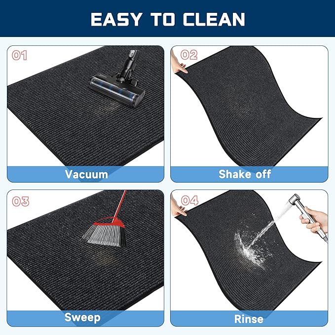 Extra Large Front Door Mat, 3 x 4 Feet Indoor Outdoor Entrance Mat, Heavy Duty Commercial Floor Mats, Non-Slip Rubber Backing Doormat for Entryway, Waterproof, Low-Profile, Easy to Clean