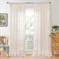 BGment Extra Long 108 Inch Length Curtains for Living Room Windows, Linen Oatmeal Drapes Rustic Country Textured for Farmhouse Bedroom Decor Lightweight Rod Pocket, 2 Panels Set, Each 52 Inch Wide