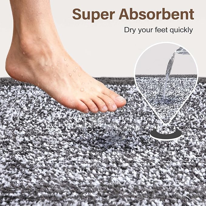 48x32 Large Bathroom Rugs Washable Non Slip, Grey Bath Mat for Bathroom Floor Tub, Soft Absorbent Quick Dry Mats for Shower, Bathtub,Home Decor