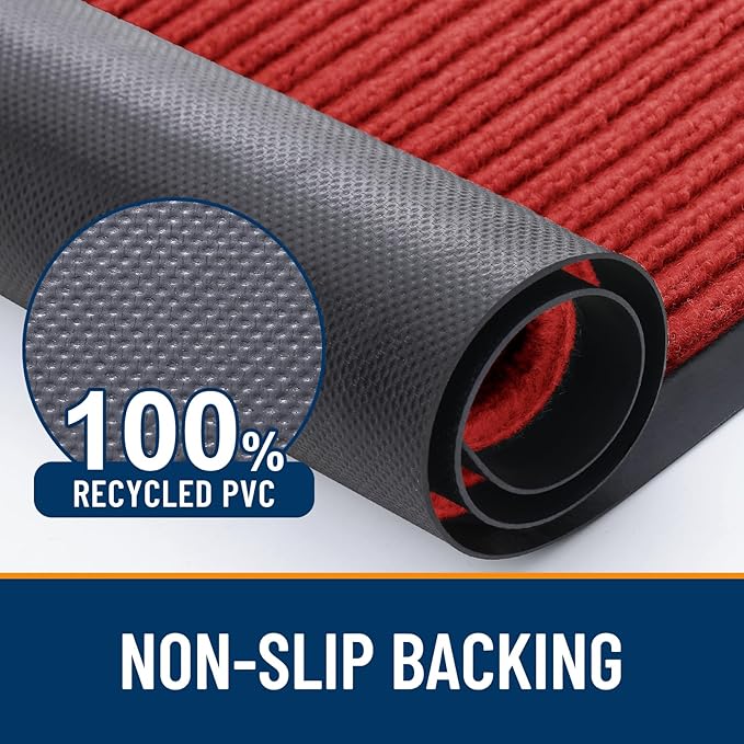 OLANLY Front Door Mat Indoor Outdoor Entrance, Waterproof Heavy Duty Doormat, Fade Resistant, Low Profile, Easy Clean Patio Porch Welcome Floor Mats for Entry, 59x34, Red