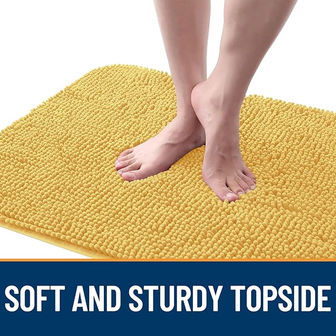 OLANLY Dog Door Mat for Muddy Paws 59x32, Absorbs Moisture and Dirt, Absorbent Non-Slip Washable Doormat, Quick Dry Chenille Mud Mat for Dogs, Entry Indoor Entryway Carpet for Inside Floor, Yellow