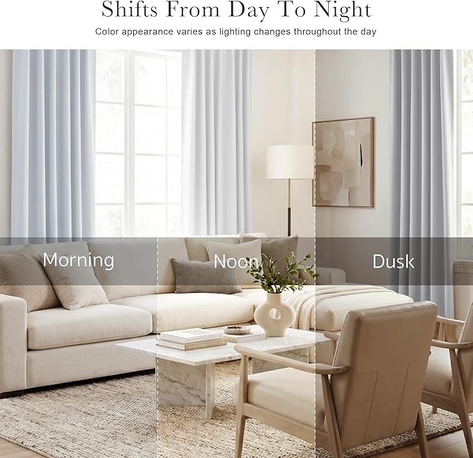 PONY DANCE 36 Inches Curtain Valances - Rod Pocket Window Covering Light Filtering and Privacy Protection Tiers for Home Decoration, 42 x 36 Inches, Greyish White, Set of 2