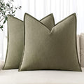 MIULEE Decorative Linen Pillow Covers 20x20 Inch Light Olive Green Boho Farmhouse Neutral Couch Throw Pillows for Bed Pack of 2 Accent Modern Pillowcase Summer Sofa Livingroom Home Decor