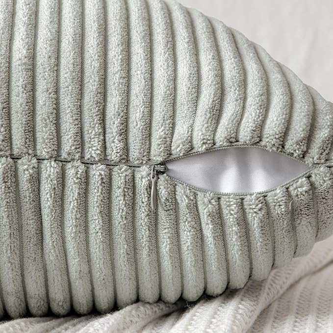 MIULEE Silver Grey Decorative Throw Pillow Covers 20x20 Inch for Couch Bed Sofa Pack of 2 Boho Farmhouse Throw Pillows Soft Cross Corduroy Patchwork Textured Cushion Cases