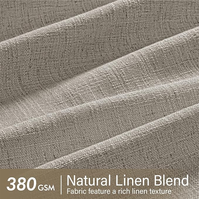 MIULEE Pinch Pleated Thick Linen Curtains 96 Inches Long 2 Panels for Living Room Bedroom, Memory Trained Pleat Drapes Light Filtering Taupe Semi Sheer Window Curtains Hooks Rings Back Tab