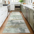 BEIMO Runner Rug for Hallway Kitchen, 2'6"x12' Machine Washable Runners Rug for Entryway, Soft Modern Abstract Throw Rugs, Low Pile Floor Cover with Non Slip Backing, Light Green