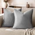 GIGIZAZA Dark Grey Pillow Covers 18x18,Velvet Square Throw Pillows Modern Covers Pack of 2 Decorative Pillows for Living Room Couch Sofa Luxury Solid Pillow Cases