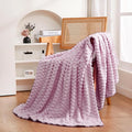 Puncuntex Light Purple Throw Blanket 60"×80" inches Fuzzy 3D Jacquard Decorative Flannel Fleece Super Soft Plush Cozy Blanket for Couch Sofa Chair Lightweight