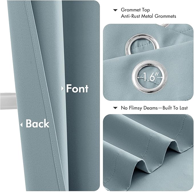 MIULEE Slate Blue Blackout Curtains for Bedroom Living Room 84 Inches Long 2 Panels, Thermal Insulated Room Darkening Drapes Solid Grommet Noise Reduction Light Blocking Window Treatments 40x84 Inch