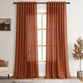 Nanspring Terracotta Linen Curtains 90 Inches Long 2 Panel Set Back Tab Boho Rustic Farmhouse Curtain for Living Room Semi Sheer Light Filtering Luxury Home Decor for Bedroom Dining Room 60x90