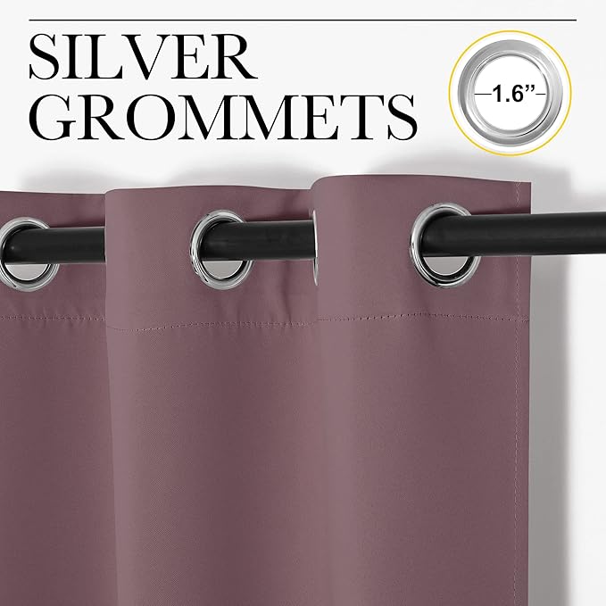 NICETOWN Dry Rose Blackout Curtains 86" Long for Office, Dining Room, 55" Wide, 2 Pieces, Guest Room, Sound Reducing Heat and Cold Block Curtain Panels for Modern Decorative
