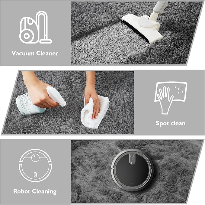 yulidayang Fluffy Round Area Rugs for Bedroom,5'X5'Shag Circle Area Rugs for Living Room,Non Slip Fuzzy Plush Rug for Kids Room Boys Girls Room and Dorm,Deep Grey
