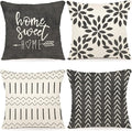 YCOLL Pillow Covers 18x18 Modern Sofa Throw Pillow Cover, Decorative Outdoor Linen Fabric Pillow Case for Couch Bed Car (Rustic Gray, 18x18,Set of 4)