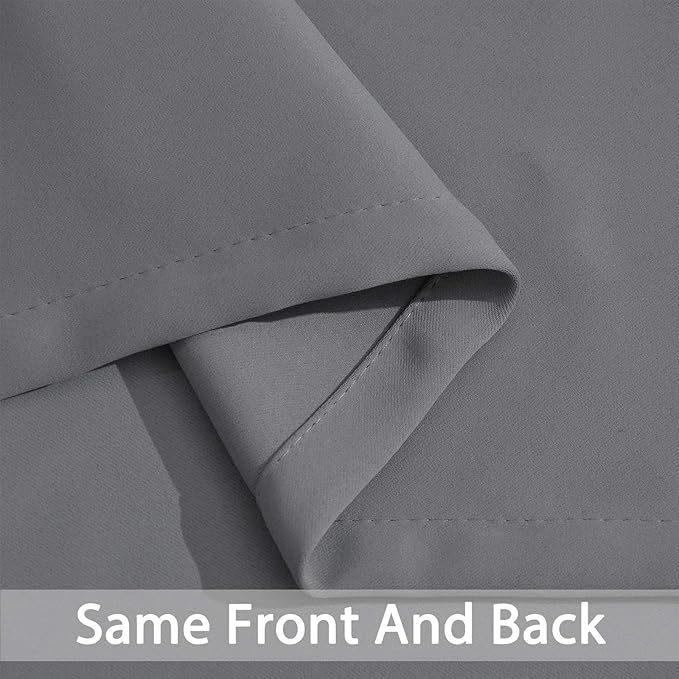 Yakamok Blackout Curtains Room Darkening Thermal Insulated Window Panels,Solid Grommet Top Drapes for Bedroom/Living Room(62Wx72L, Grey, 2 Panels)