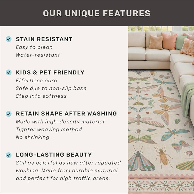 Hazo Haus Light Pink Bathroom Rug - Washable 2x3 Small Kitchen Rugs for Powder Room, Front Door Indoor Entrance, Low Pile Stain Resistant, Colorful Pastel Aethestic