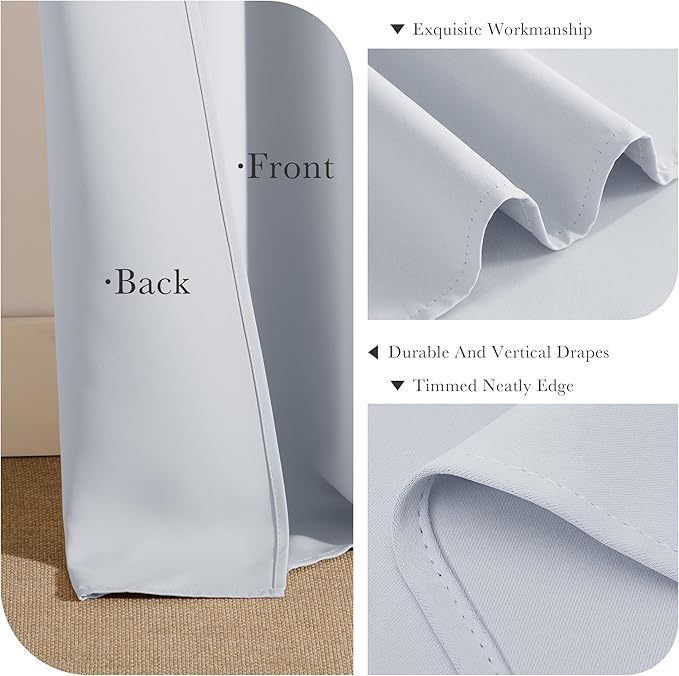PONY DANCE 60% Light Blocking Curtains 63 inch Long, Room Darkening Curtains for Bedroom, Thermal Insulated Drapes for Living Room Window with Back Tab, 42 x 63 Inch,2 Panels Set, Greyish White