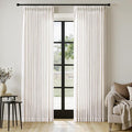 MIULEE Extra Wide 60 Inch Width Pinch Pleated Thick Linen Curtains 90 Inches Long 2 Panels for Patio Sliding Glass Door Living Room Bedroom Large Windows, Memory Trained Nautral Drapes Hooks&Rings